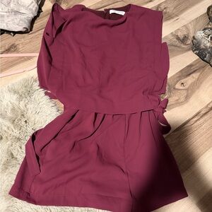 Elegant Burgundy Sleeveless Romper